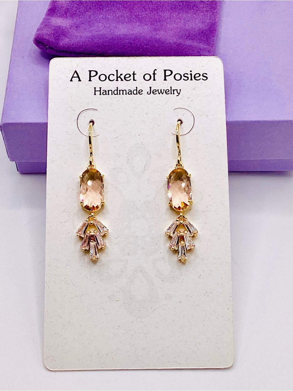 Boutique Peach, Gold, and Pink Drop Earrings
